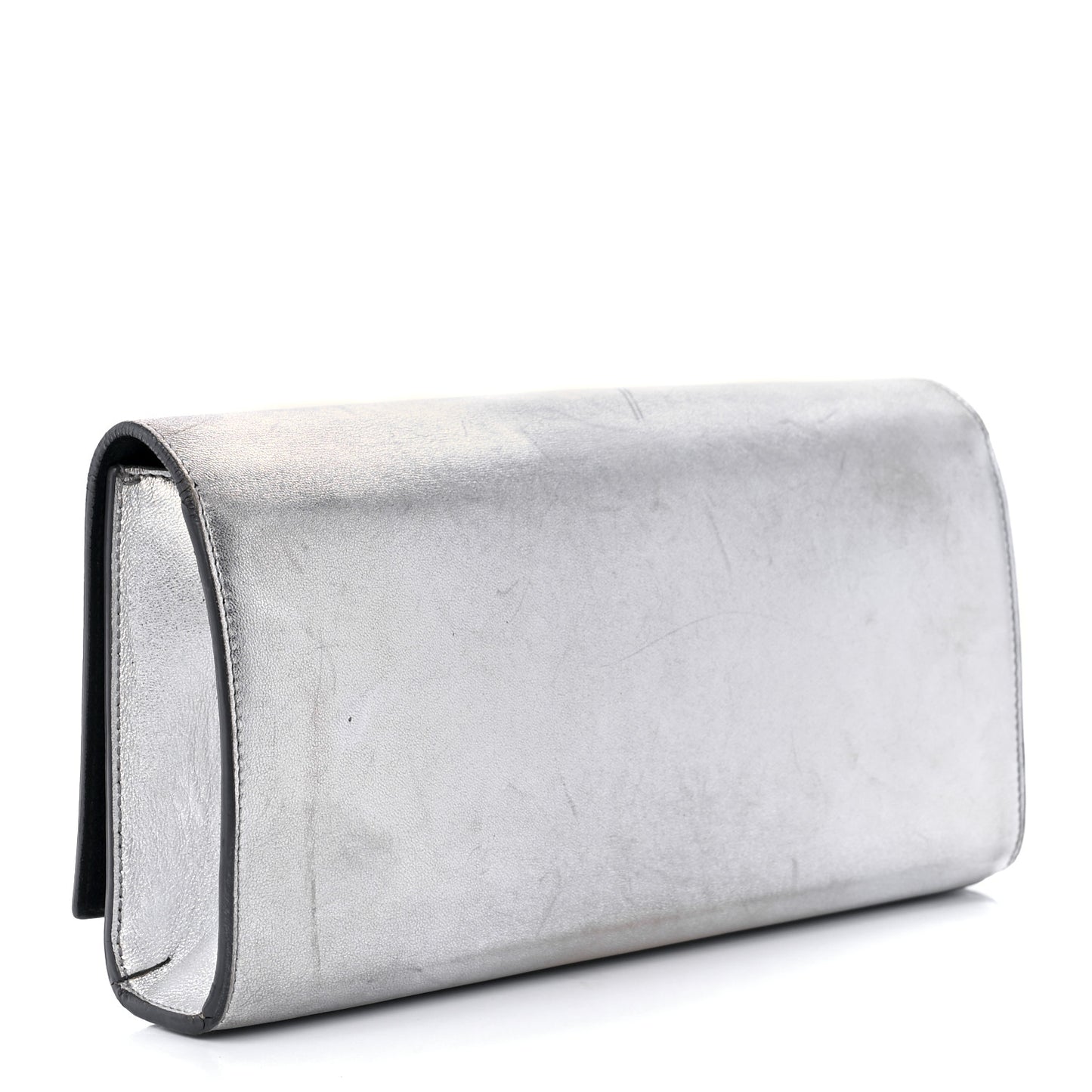 Metallic Calfskin Classic Monogram Cassandre Clutch Silver