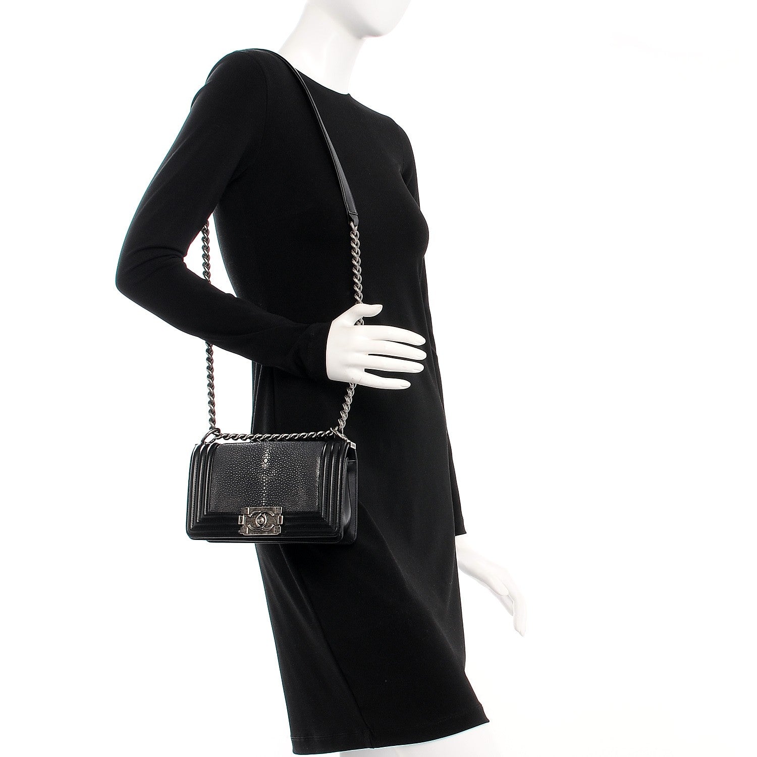 Chanel Galuchat Stingray Small Boy Flap Black 2 of 8