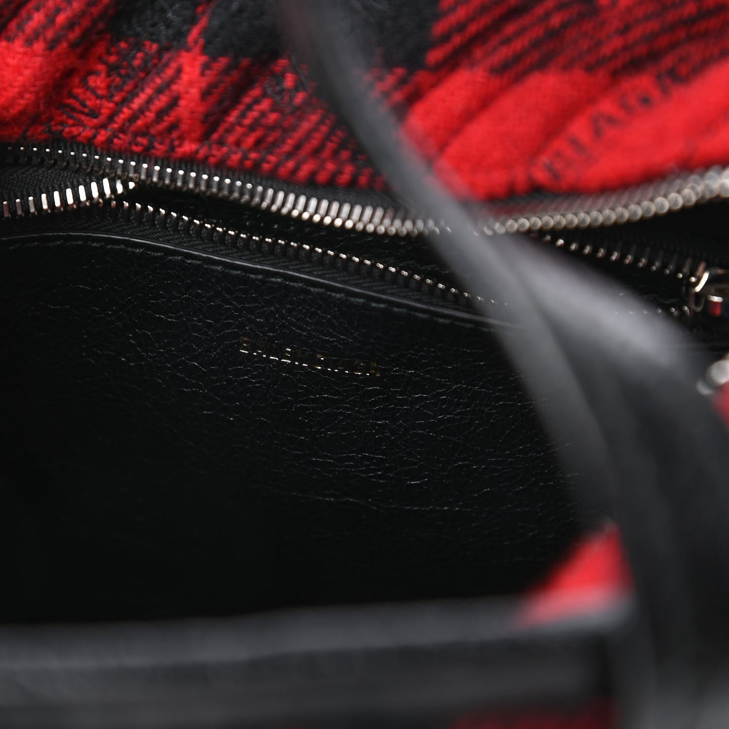 Wool Cuir Arena Plaid Diagonal Allover Logo Matelasse XS Bazar Shopper Tote Red Black