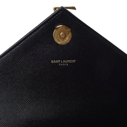 Saint Laurent Grain De Poudre Matelasse Chevron Large Monogram Satchel Black 10 of 11