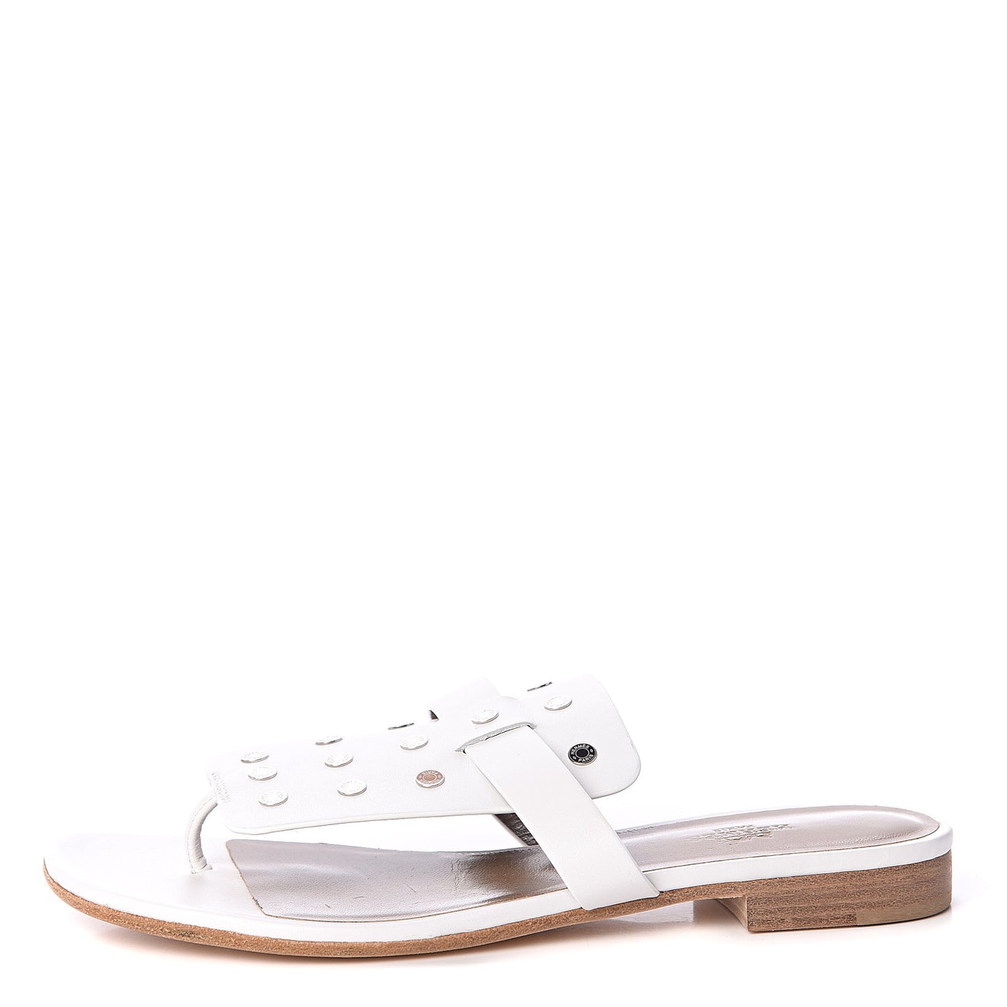 Calfskin Palladium Opium Clous De Selle Sandals 38.5 White