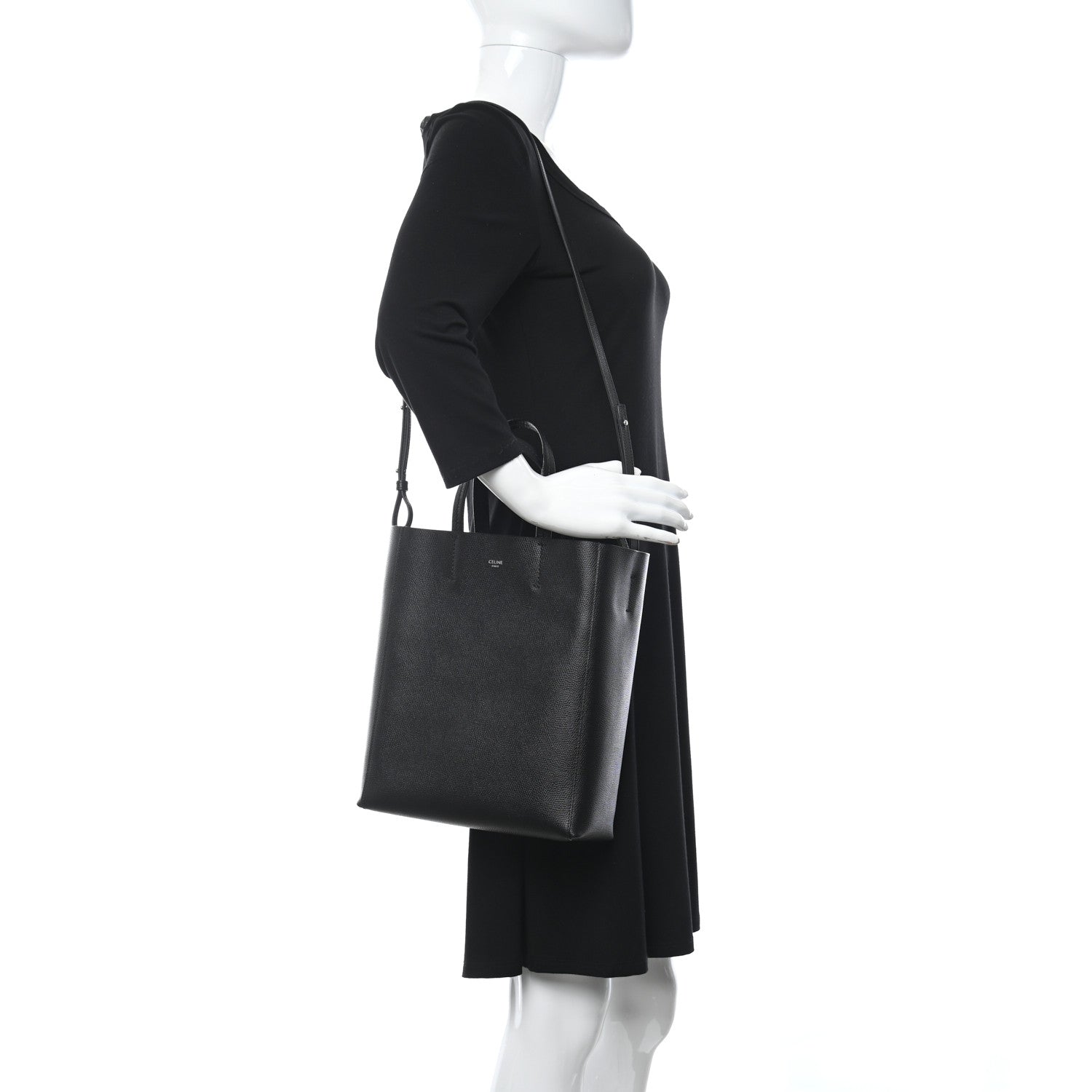 Celine Grained Calfskin Small Vertical Cabas Black 2 of 12