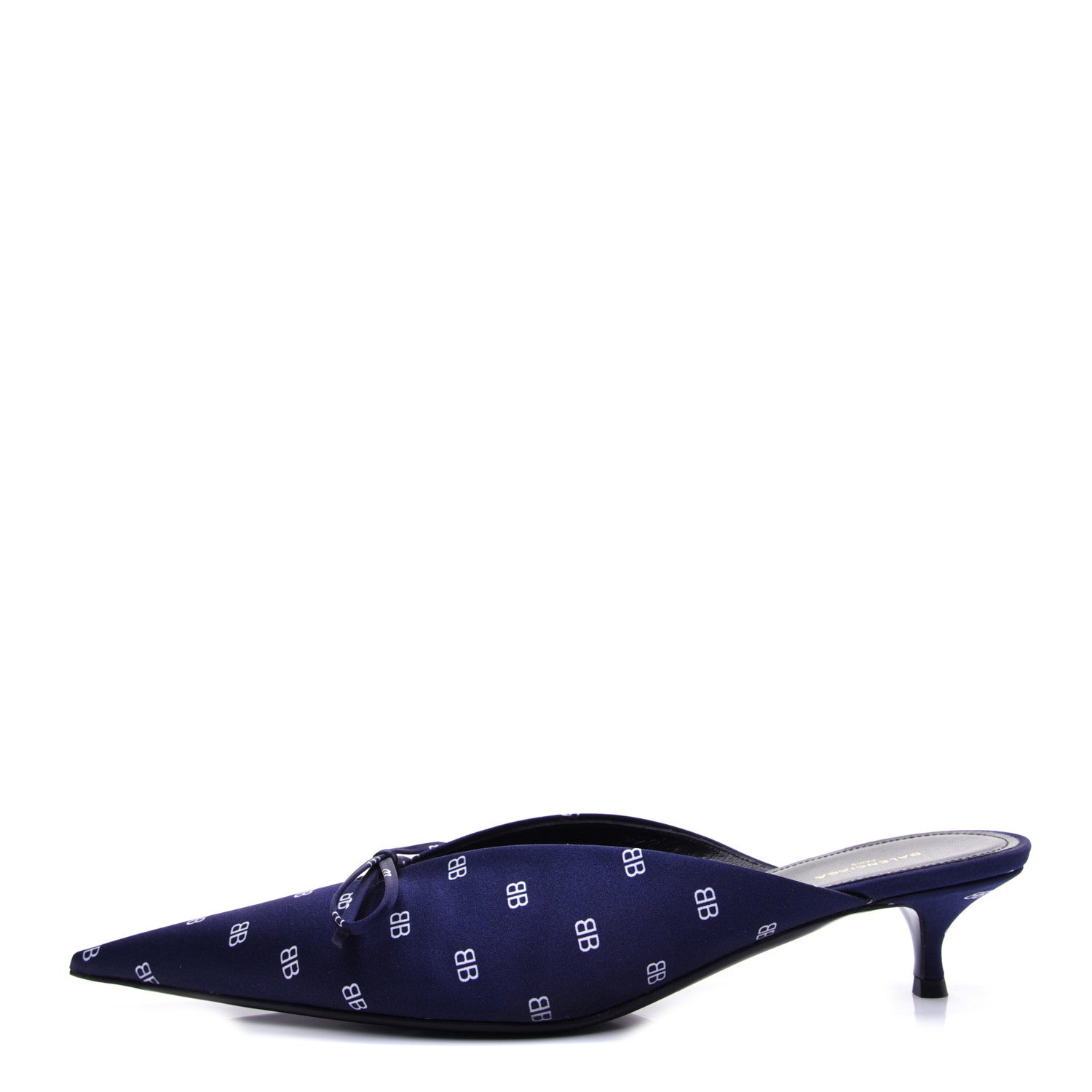 Balenciaga Crepe Satin BB Printed Knife Pointed Toe 40mm Mules 40 Blue White 1 of 12