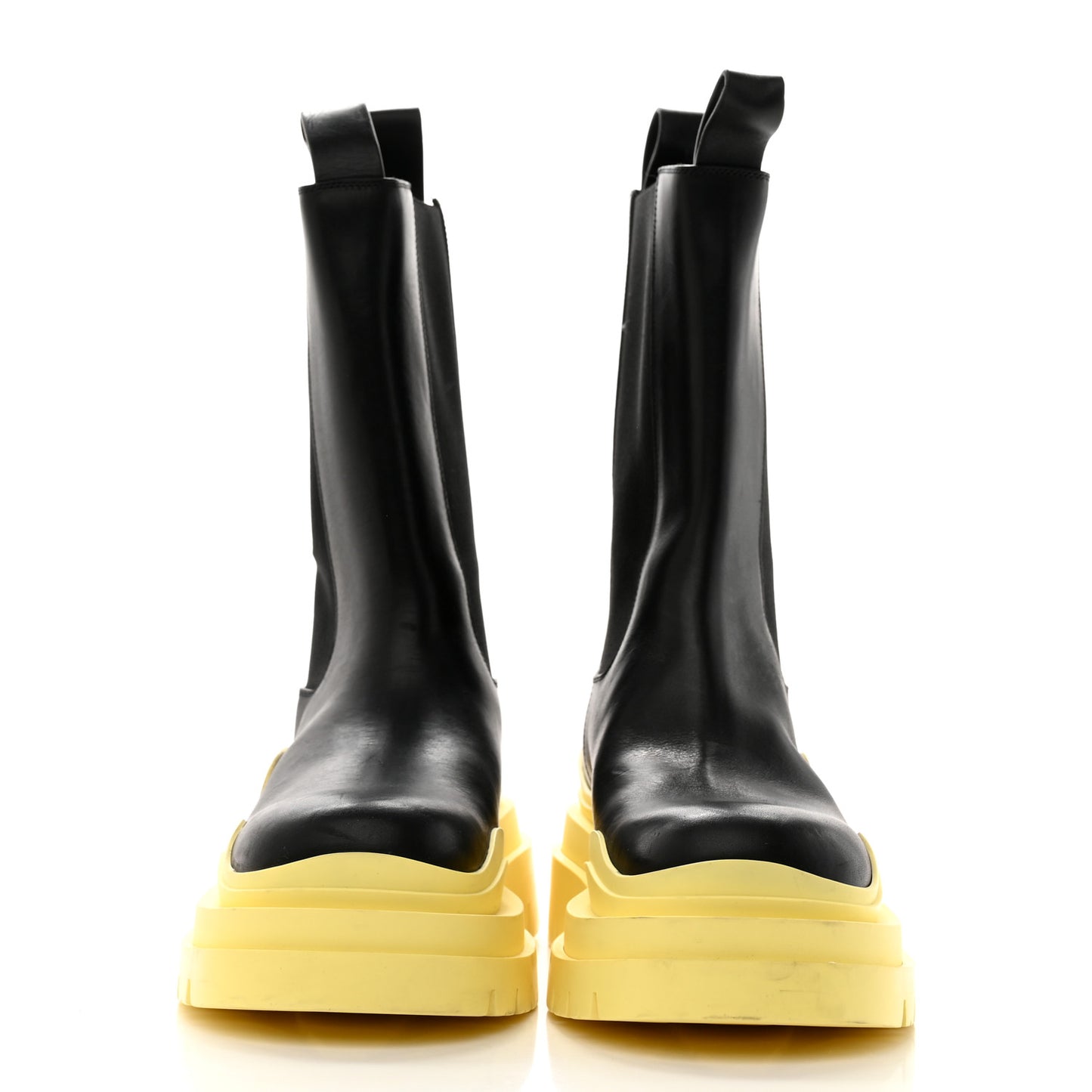 Calfskin The Tire Chelsea Boots 39.5 Black Yellow
