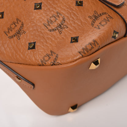 MCM Visetos Studded Medium Shopping Tote Cognac 11 of 14