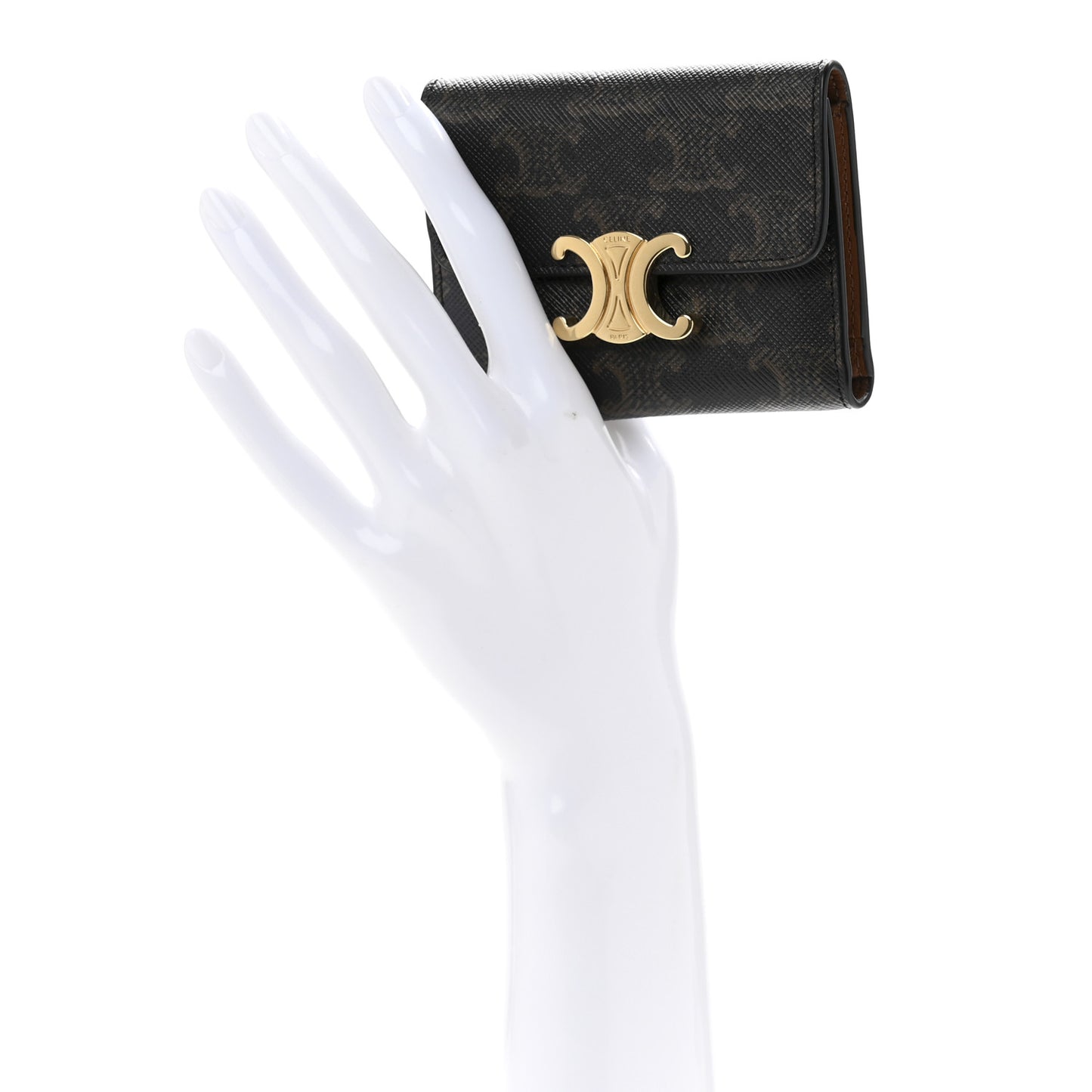 Canvas Triomphe Compact Triomphe Wallet With Coin Purse Tan