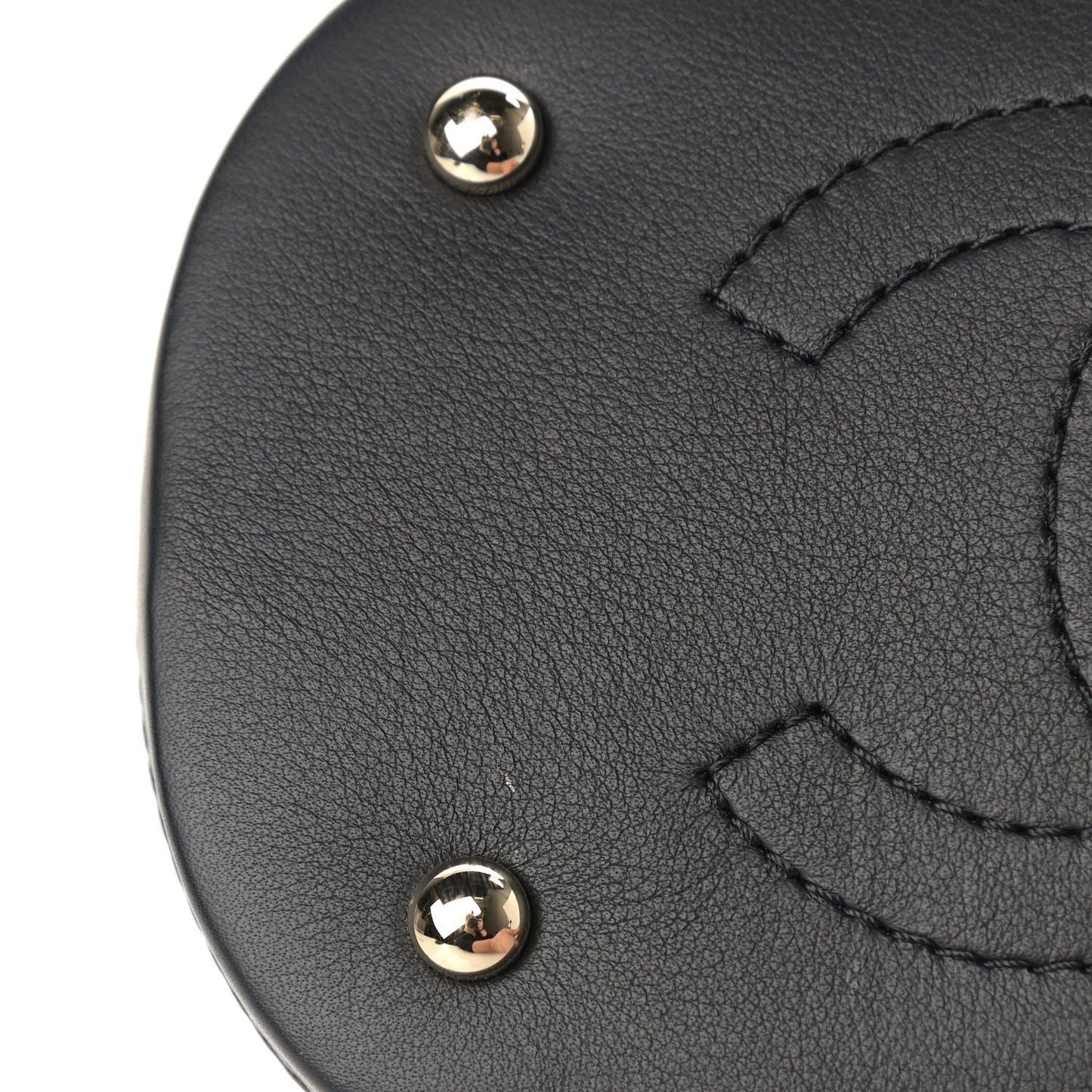 Calfskin Stitched Chain Bucket Bag Black