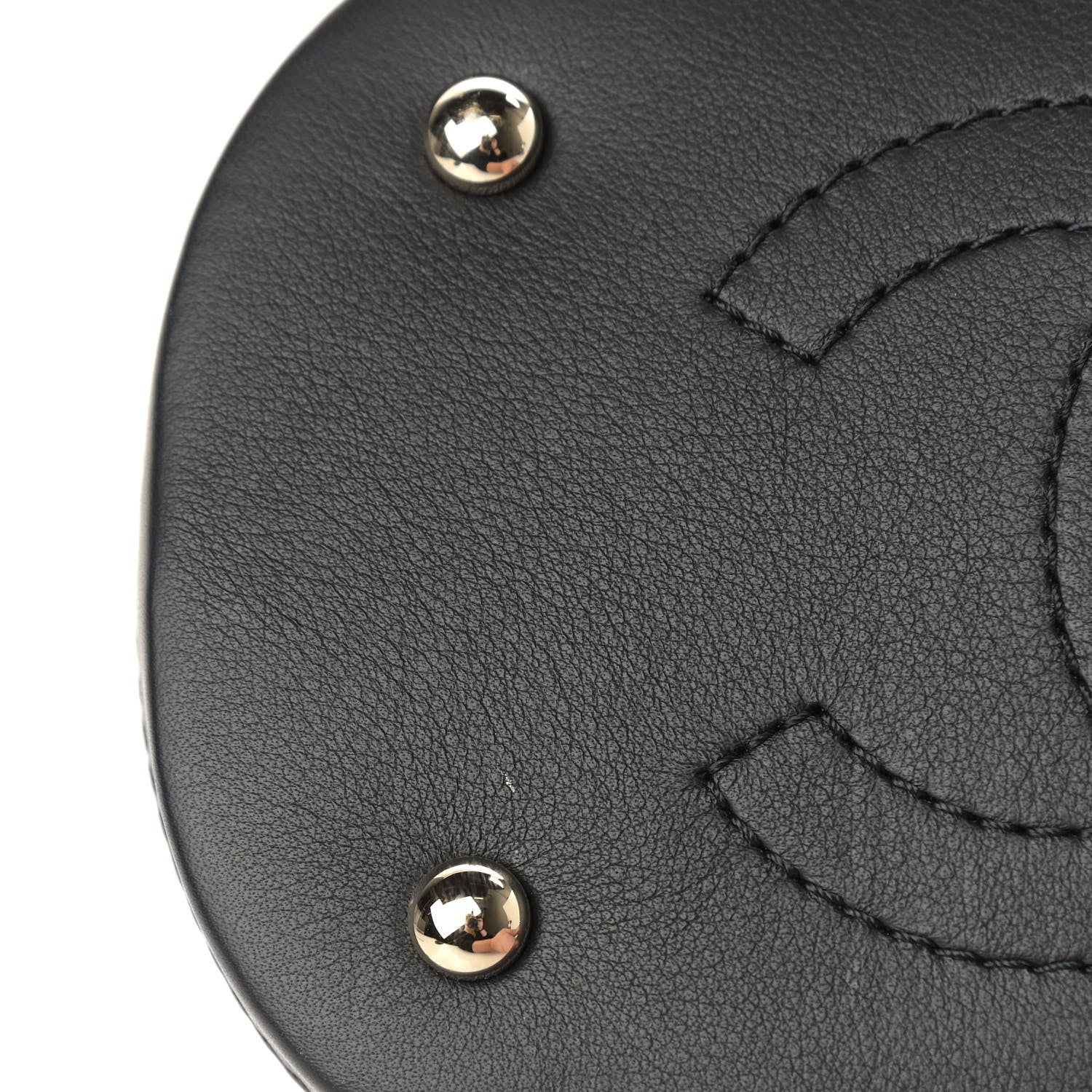 Chanel Calfskin Stitched Chain Bucket Bag Black 10 of 10