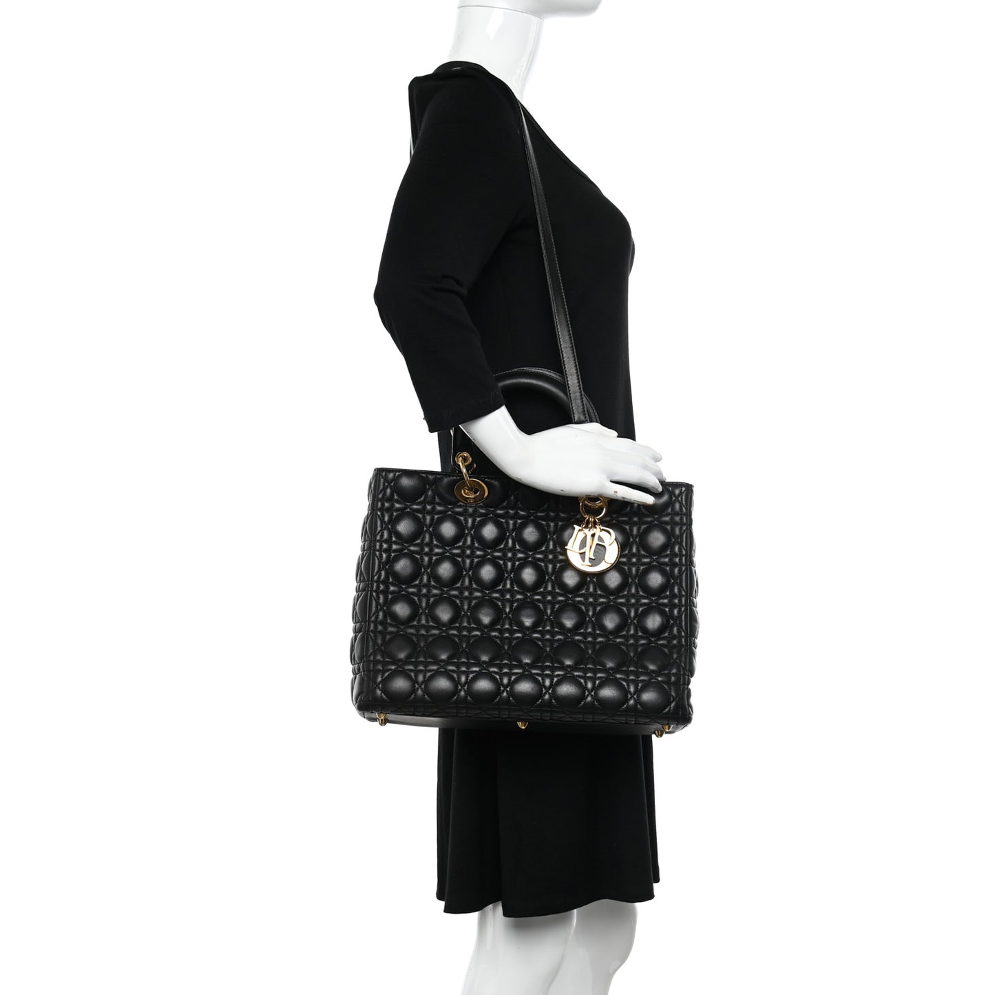 Lambskin Cannage Large Lady Dior Black