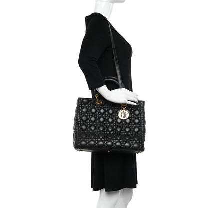 Christian Dior Lambskin Cannage Large Lady Dior Black 2 of 10