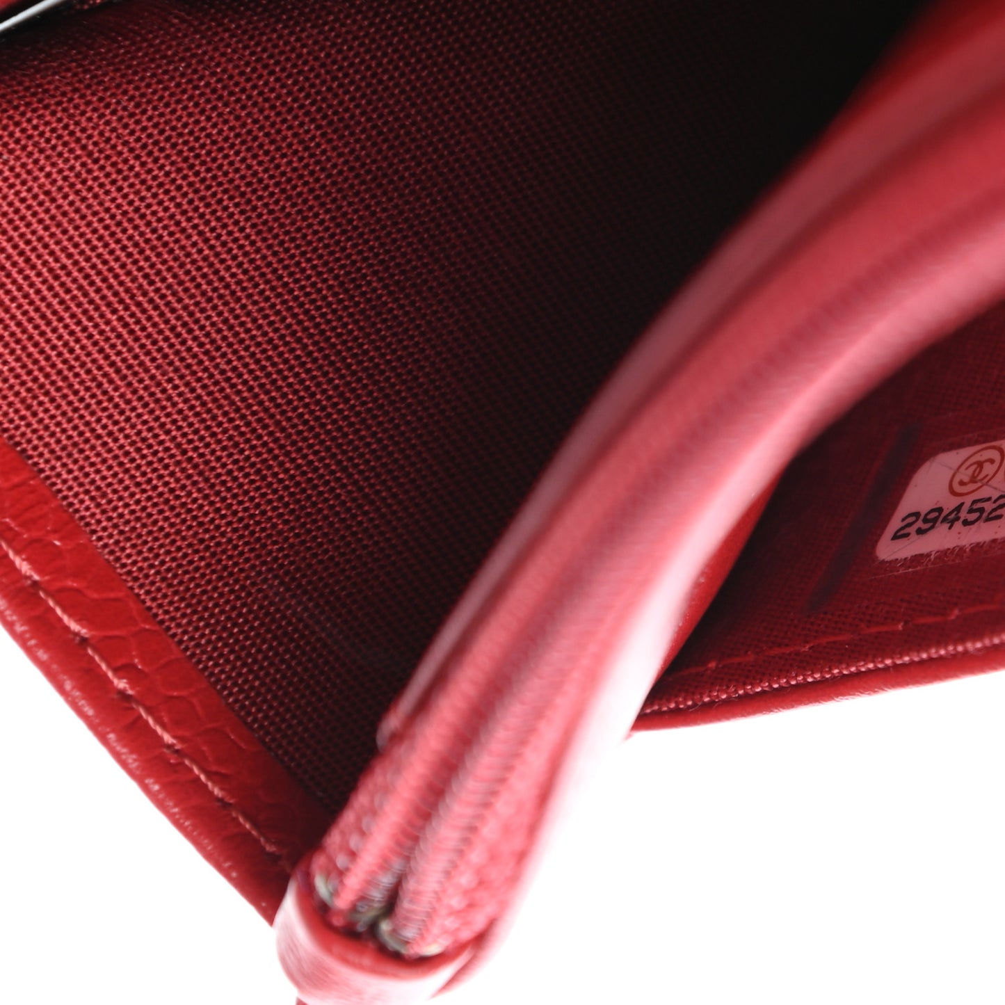 Caviar Camellia Embossed Wallet On Chain WOC Red
