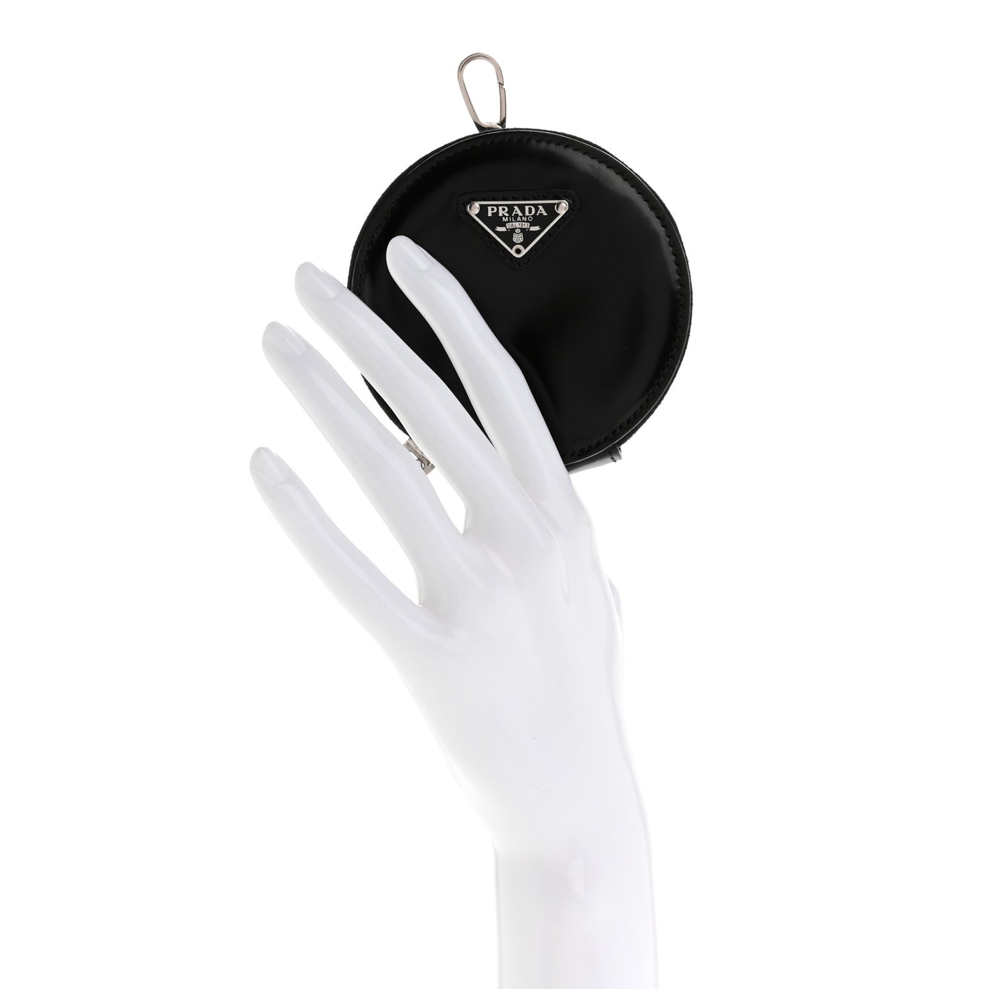 Spazzolato Round Coin Pouch Bag Charm Black