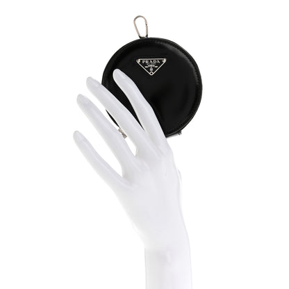 Prada Spazzolato Round Coin Pouch Bag Charm Black 2 of 8