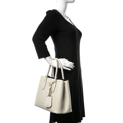 Prada Saffiano Cuir Small Double Bag Talco Black 3 of 13