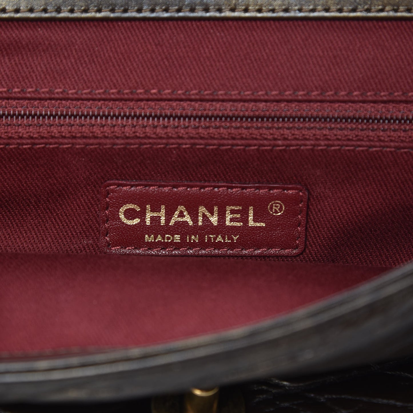Metallic Aged Calfskin Quilted Medium Pondichery Flap Bronze