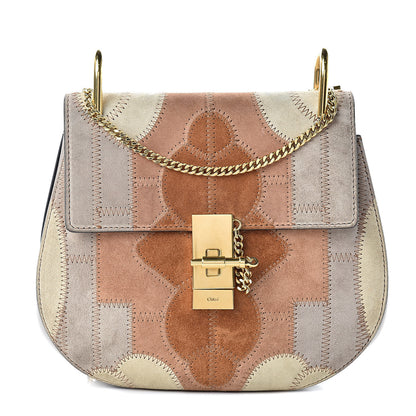 Chloe Suede Calfskin Patchwork Drew Shoulder Bag Motty Grey 1 of 15