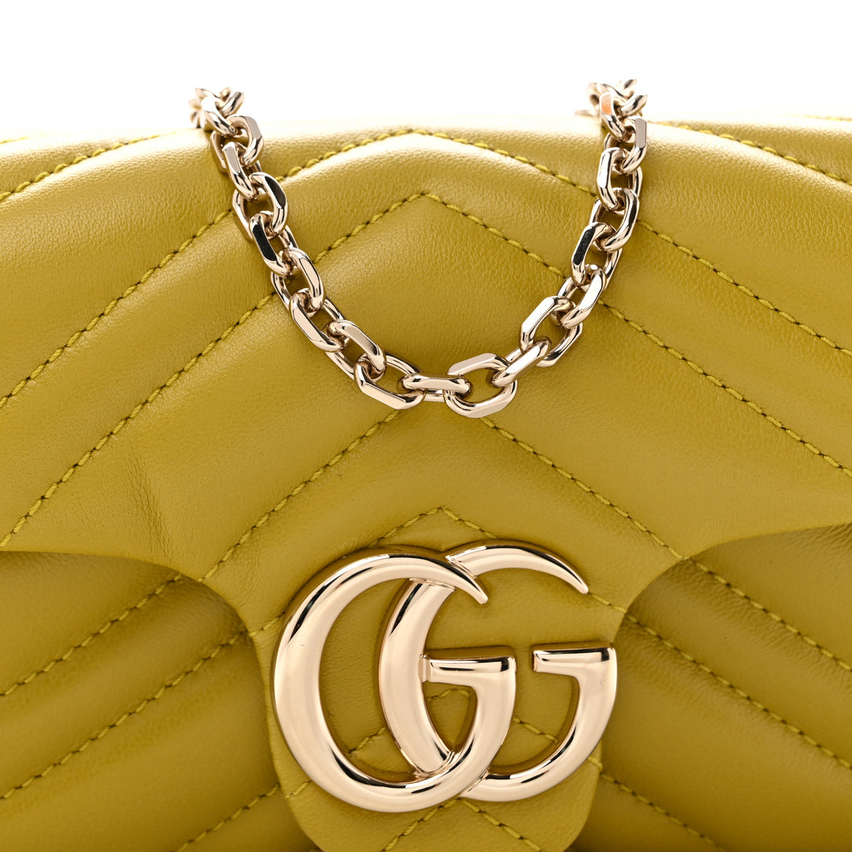 Gucci Lambskin Matelasse Mini GG Marmont Shoulder Bag Oil Yellow 8 of 11
