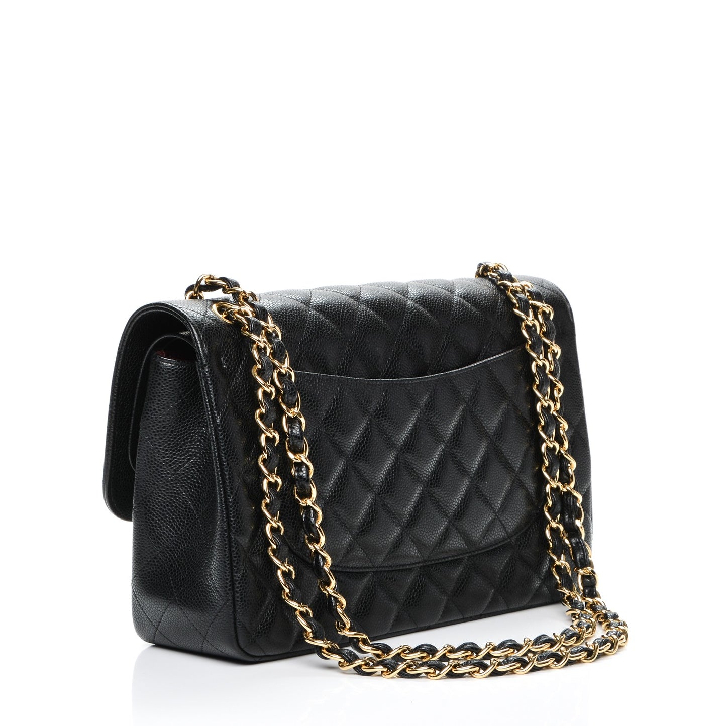 Caviar Quilted Jumbo Double Flap Black