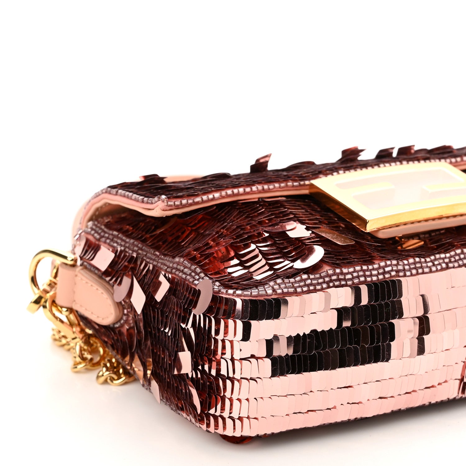 Fendi Sequin Paillettes Vitello Grace Sex and the City Mini Baguette Baby Pink 11 of 12