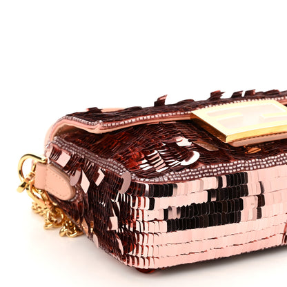Fendi Sequin Paillettes Vitello Grace Sex and the City Mini Baguette Baby Pink 11 of 12