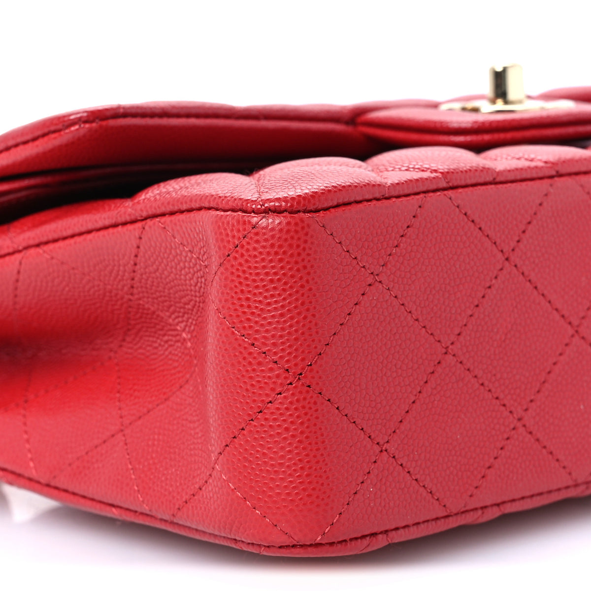 Caviar Quilted Small Double Flap Red