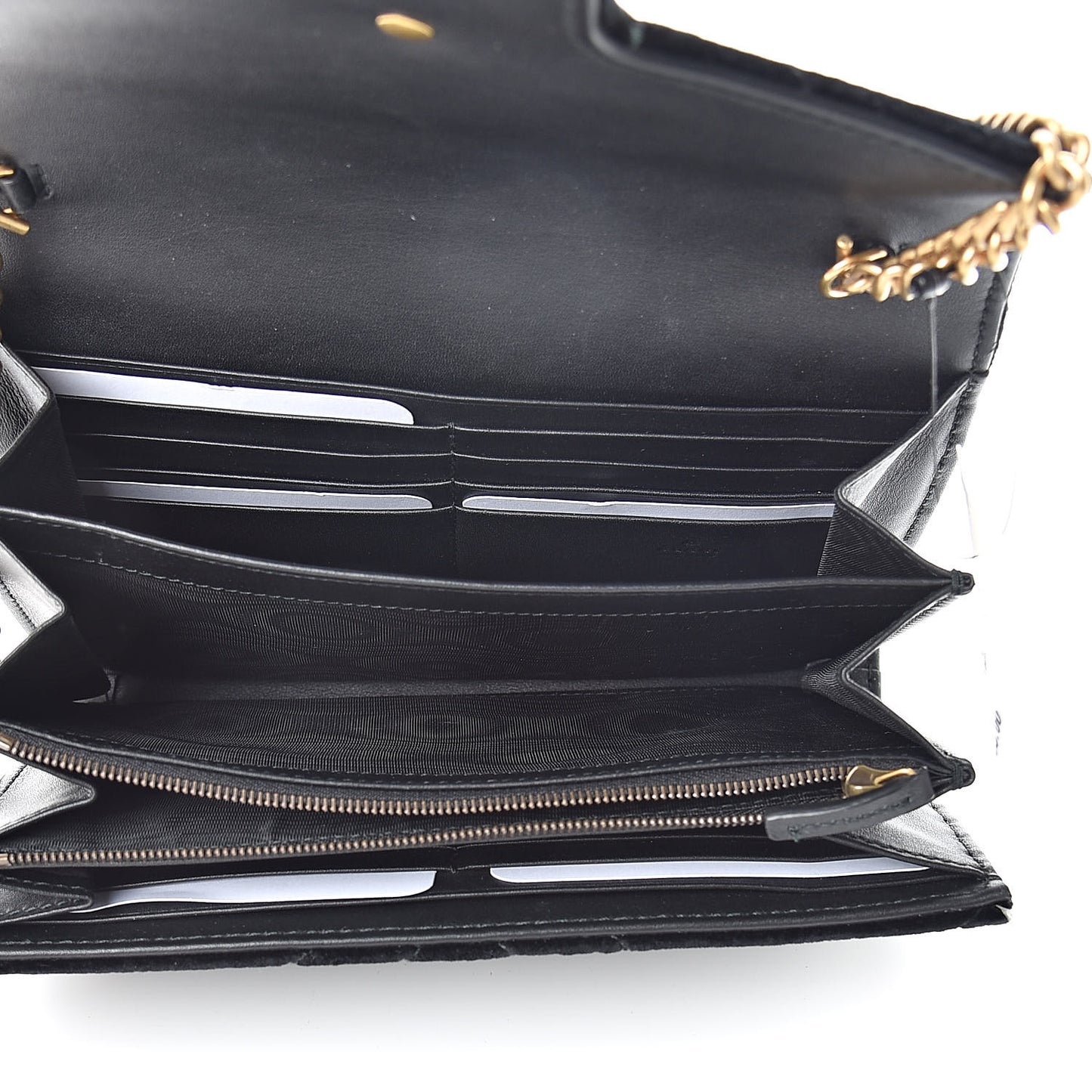 Velvet Matelasse GG Marmont Chain Wallet Black