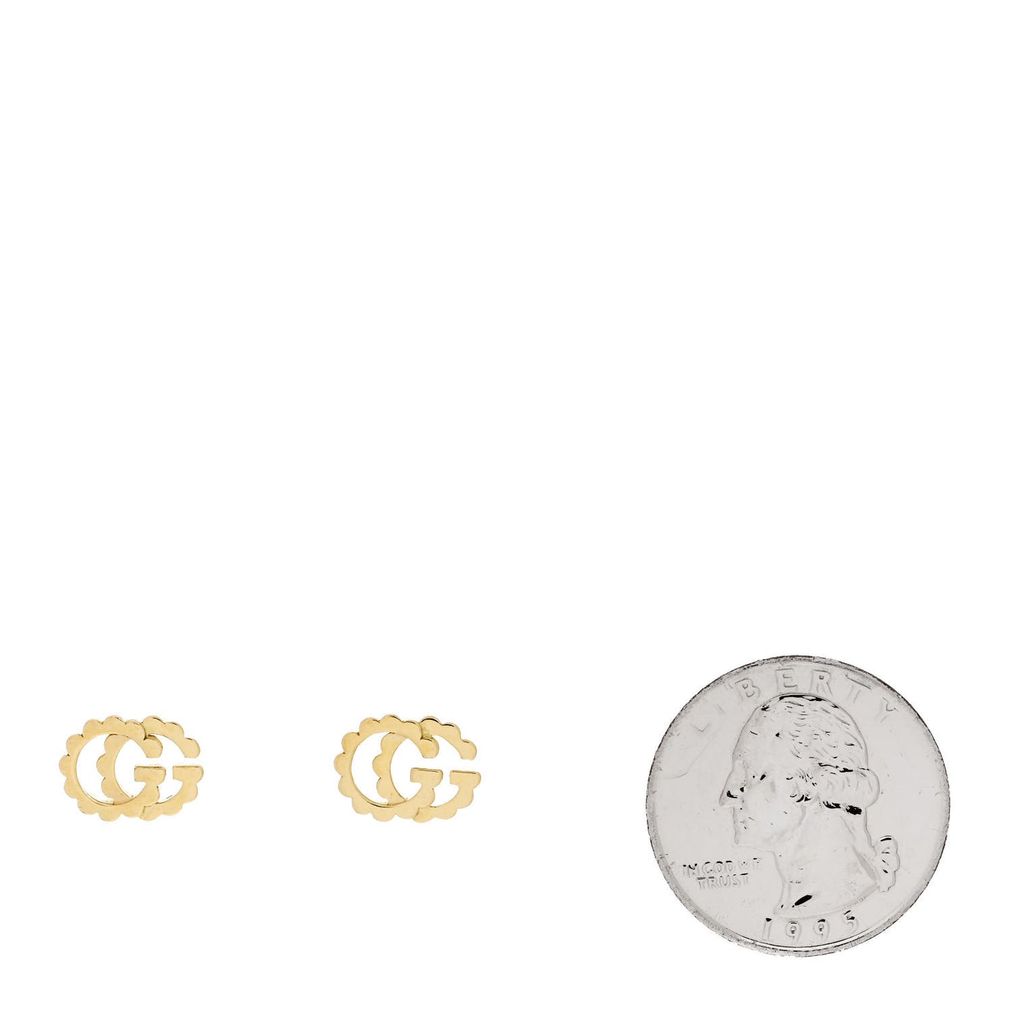 18K Yellow Gold Running G Scalloped Stud Earrings