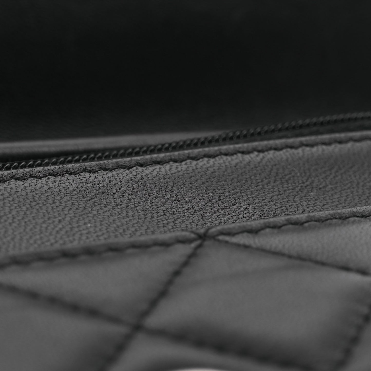 Lambskin Quilted Crystal CC Wallet On Chain WOC Black