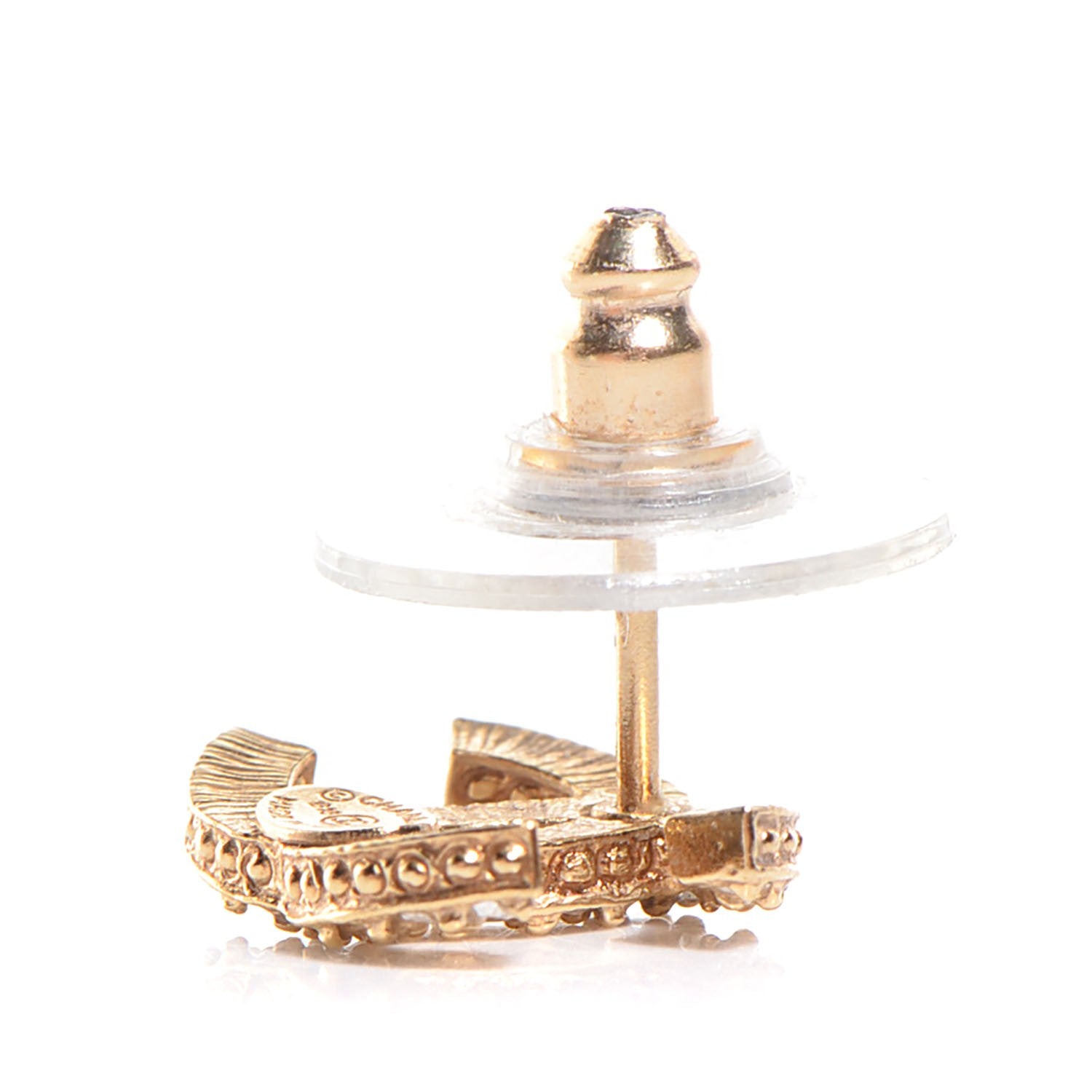 Chanel Crystal CC Earrings Gold 3 of 4