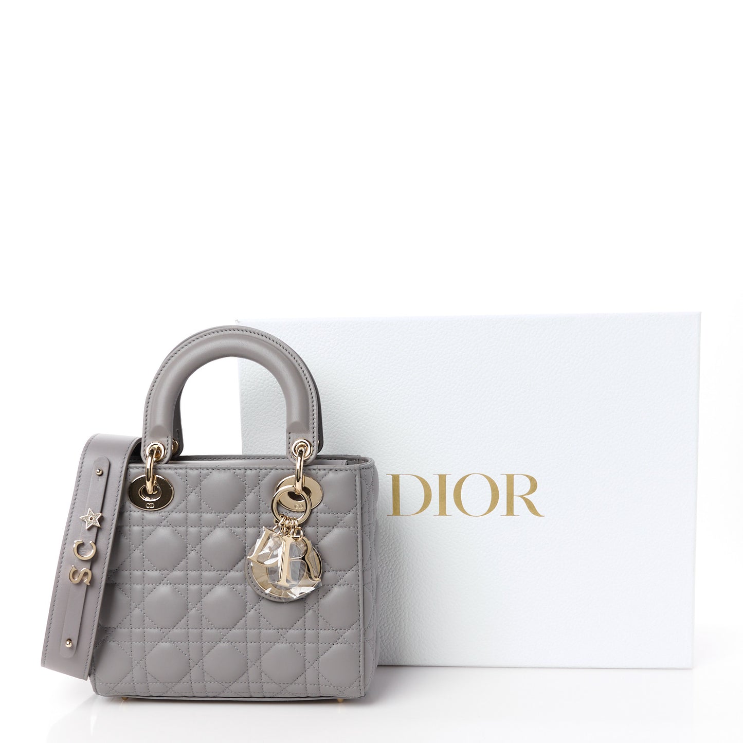 Lambskin Cannage Small My ABCDior Lady Dior Grey