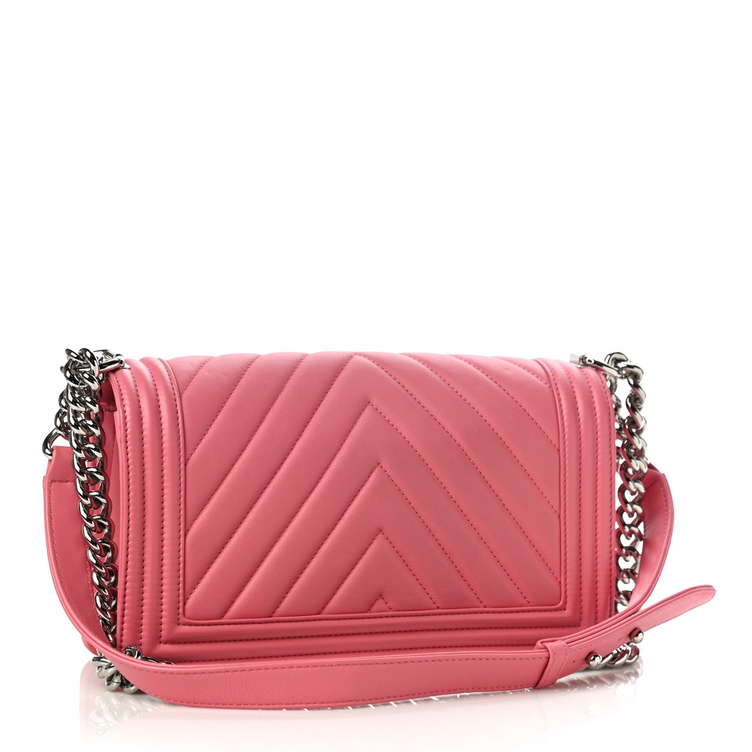 Chanel Lambskin Chevron Quilted Medium Boy Flap Pink 3 of 11