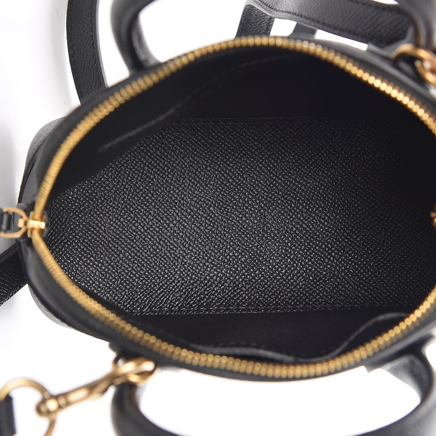 Signature Grained Calfskin XXS Ville Top Handle Bag Black White