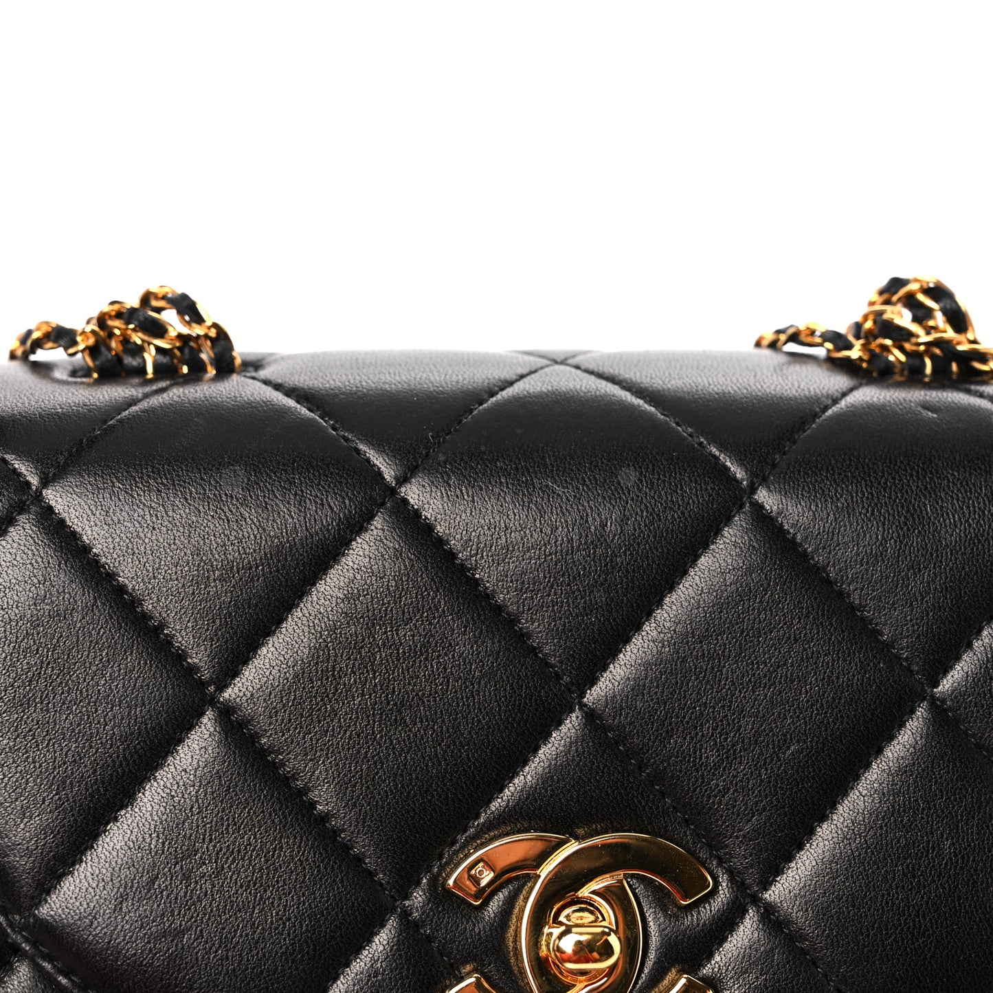 Lambskin Quilted 5 Chain Small Flap Black