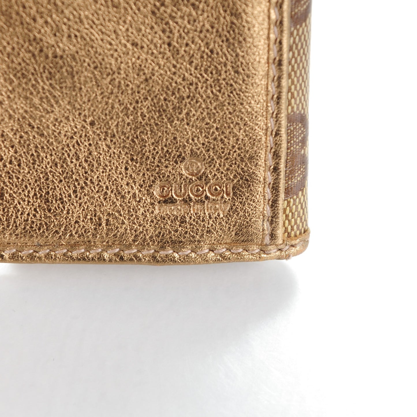 Crystal Monogram Metal Bar Continental Flap Wallet Gold