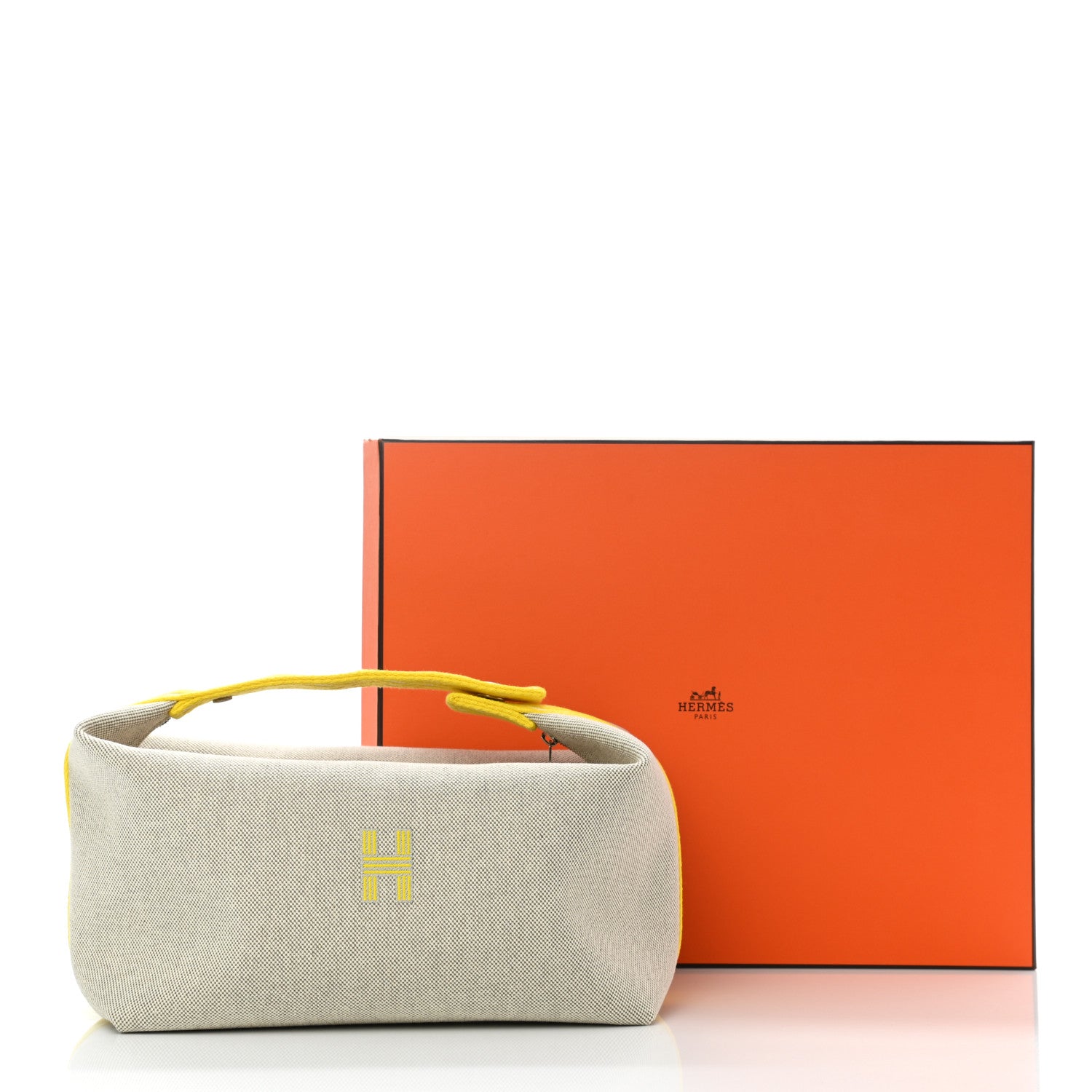 Hermes Canvas Large Bride-A-Brac Pouch Jaune Citron 7 of 7