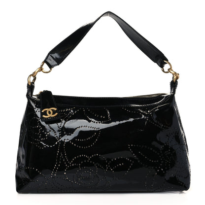Chanel Patent Perforated Camelia Hobo Black 1 of 9