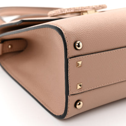Valentino Garavani Grainy Calfskin Swarovski Crystal Embellished Small VSling Top Handle Bag Rose Cannelle 8 of 9