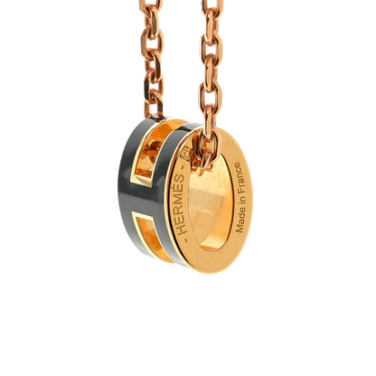 Hermes Lacquered Gold Mini Pop H Pendant Necklace Black 3 of 4