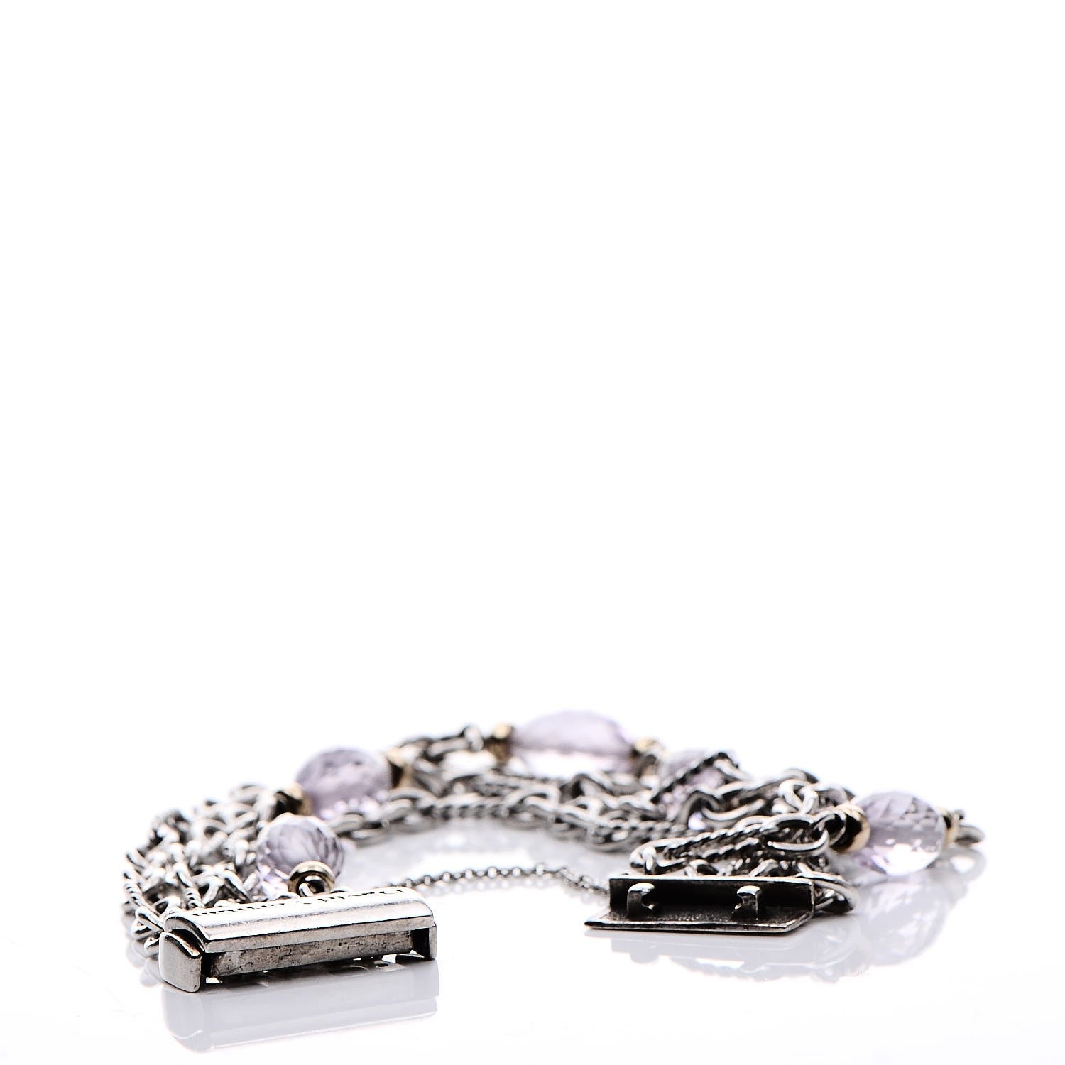 David Yurman Sterling Silver Amethyst Multi-Strand Figaro Bracelet 3 of 4