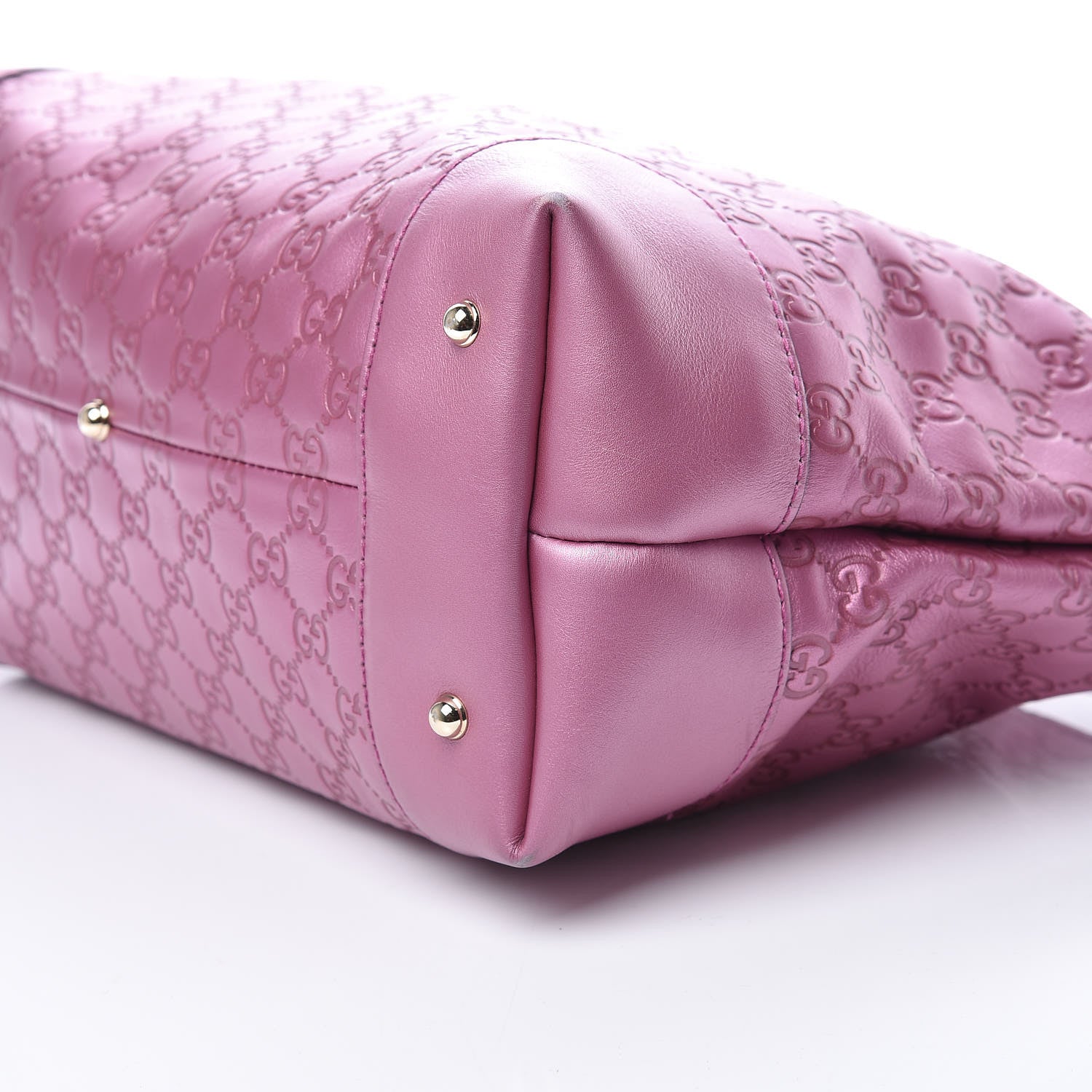 Gucci Metallic Soft Guccissima Large Heart Bit Charm Top Handle Tote Fresia Rose 6 of 15
