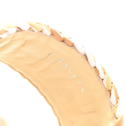 Chanel Raffia Lambskin Woven Chain CC Toe Ring Sandals 40 Beige White 9 of 10