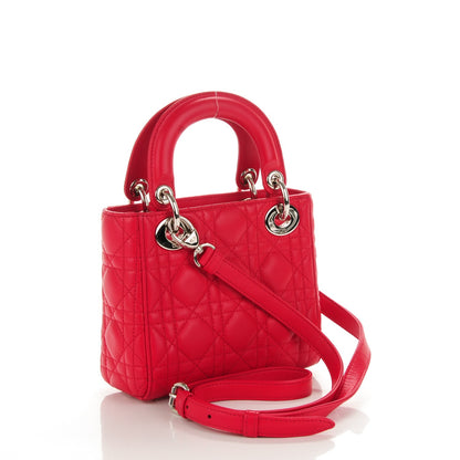 Christian Dior Lambskin Cannage Mini Lady Dior Red 3 of 7