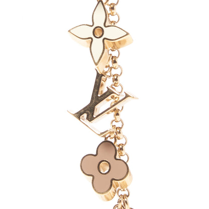 Louis Vuitton Brass Enamel Fleur De Monogram Bag Charm Chain Gold 2 of 5