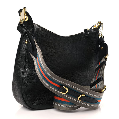 Prada Vitello Phenix Zippered Messenger Hobo Black 3 of 8