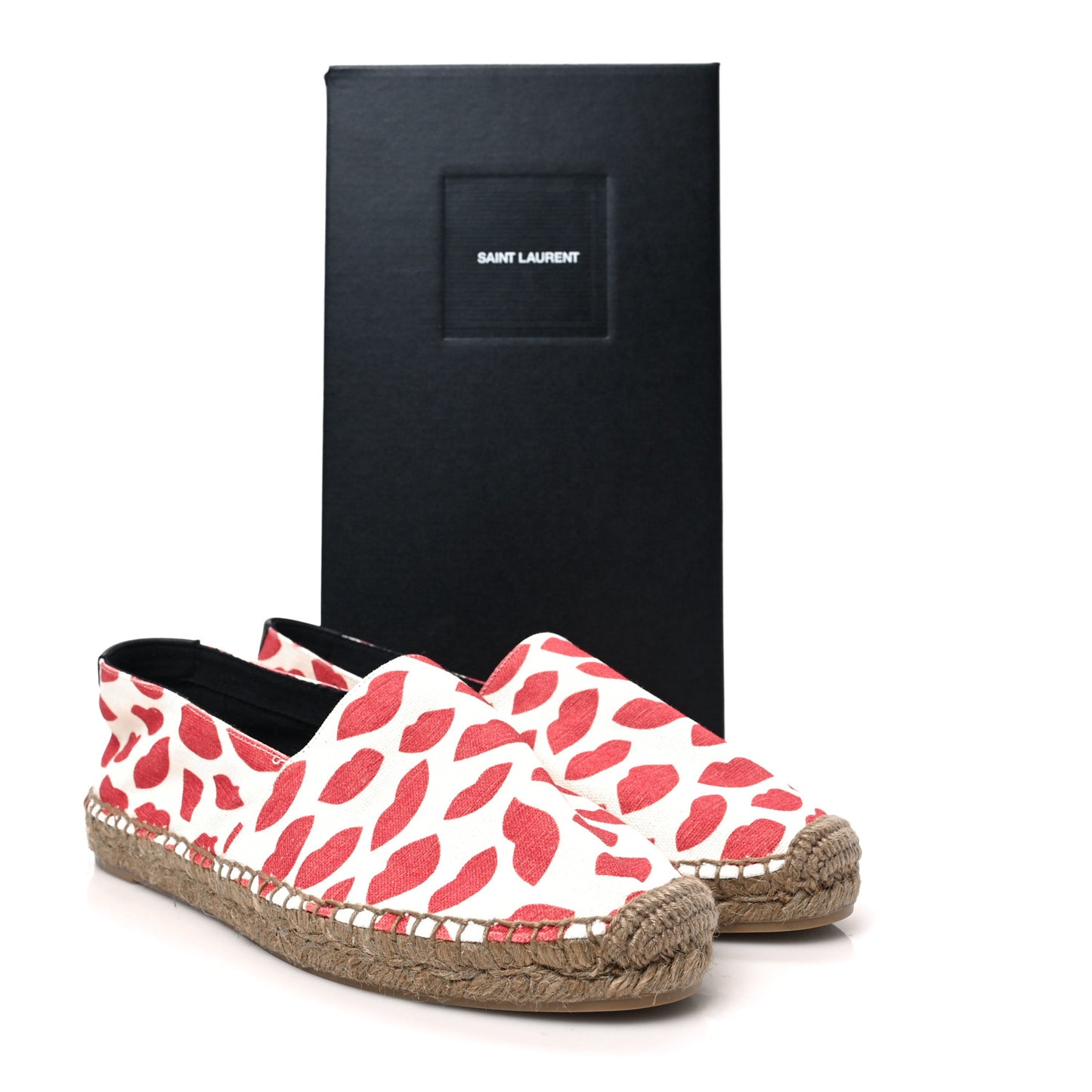 Lip Print Canvas Espadrilles 39.5 Bianco Rosso Black
