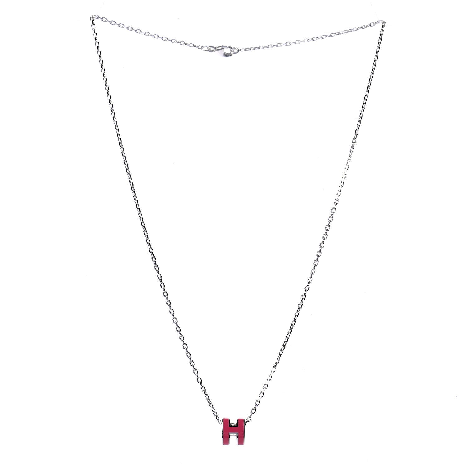 Hermes Lacquered Palladium Mini Pop H Pendant Necklace Rose Extreme 2 of 4
