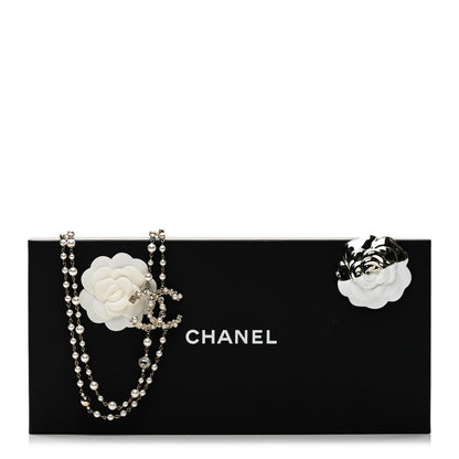 Chanel Crystal Pearl CC Charms Long Necklace Light Gold 6 of 6
