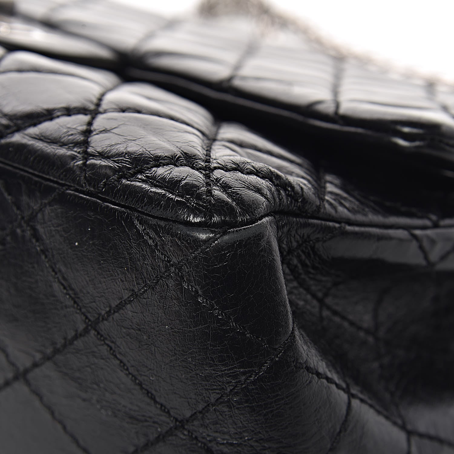 Chanel Glazed Calfskin Quilted Surpique 2.55 Reissue Black 13 of 17