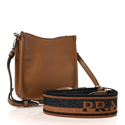 Prada Vitello Daino Soft Mini Hobo Messenger Bag Caramel 3 of 8