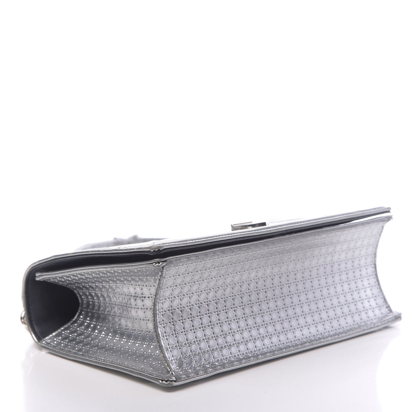 Metallic Patent Micro-Cannage Medium Diorama Flap Bag Silver